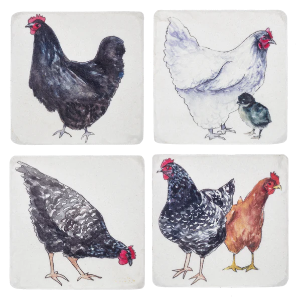Watercolour Rooster Coasters - Set of 4
